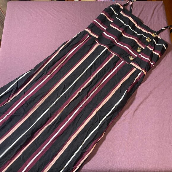 Xhilaration Striped Long Sun Dress Spaghetti Straps with Pockets - Size Medium - Picture 1 of 9
